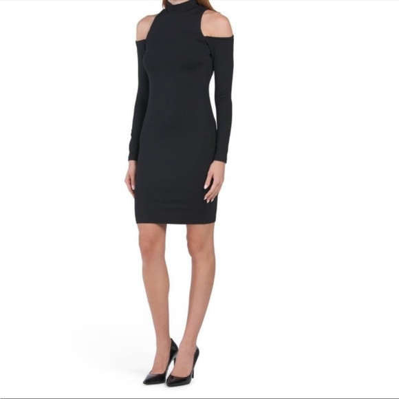 NEW SUSANA MONACO Mock Neck Open Shoulder Long Sleeve Sheath Dress Size XS - Picture 4 of 5